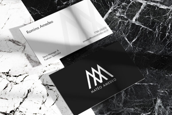 Two Business Card Mockup on Marble Stone